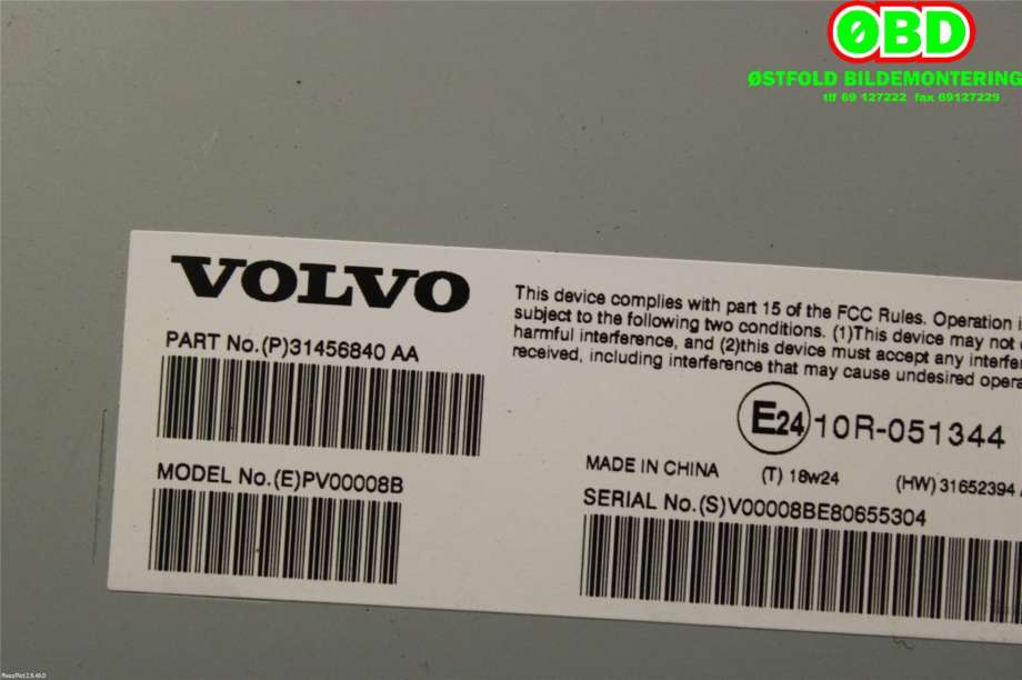 Bilstereo forsterker til Volvo XC60 2017-->> (Type II)  (Volvo||31456840AA)