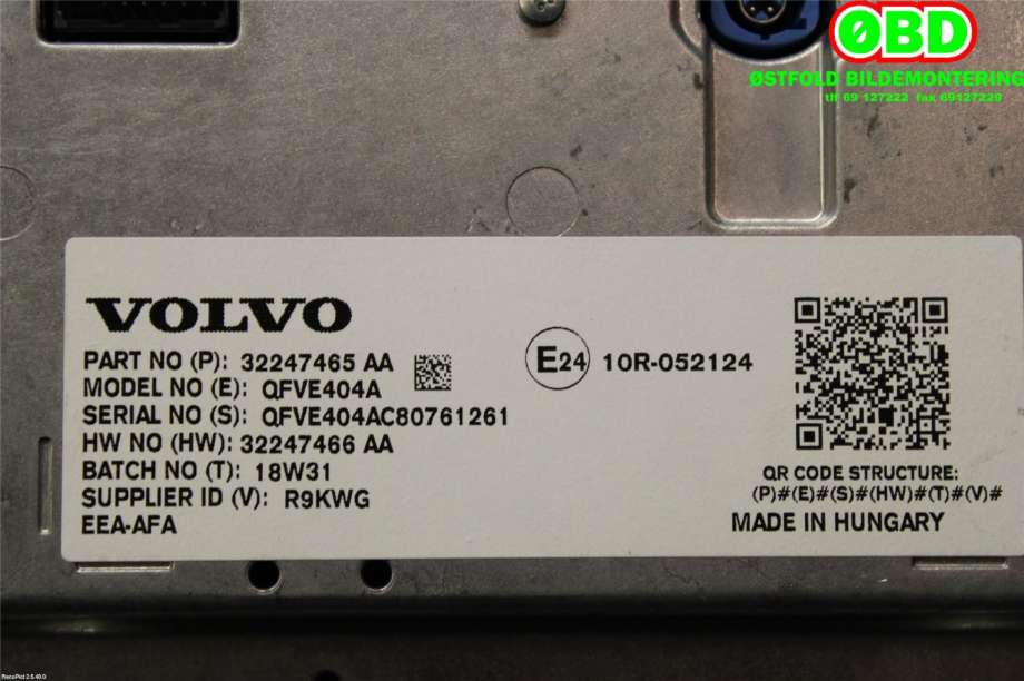 Instrument kjørecomputer til Volvo XC60 2017-->> (Type II)  (Volvo||32247465AA)