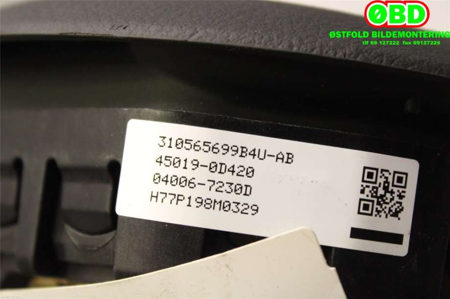 Airbag rattpute til Toyota Yaris 2014-2020 (Type III, Fase 2)  (TOYOTA|451300D350C2||450190D420)