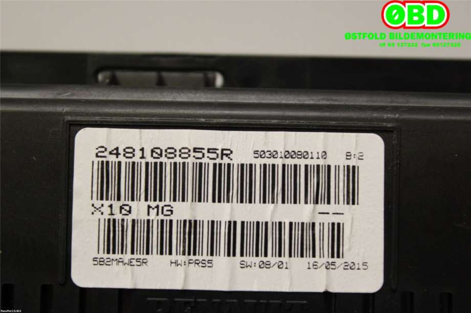 Instrumentpanel til Renault Zoe 2013-2019 (Fase 1)  (RENAULT|248108855R|248105950R)