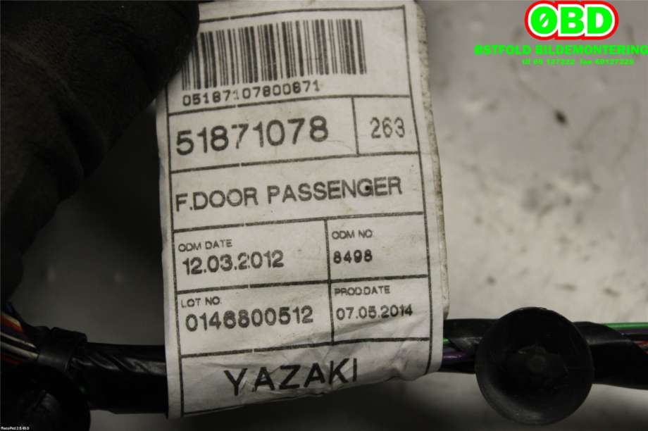 Ledningsnett til Opel Combo D 2012-2018 (OPEL|95512682|1229513|51871078)