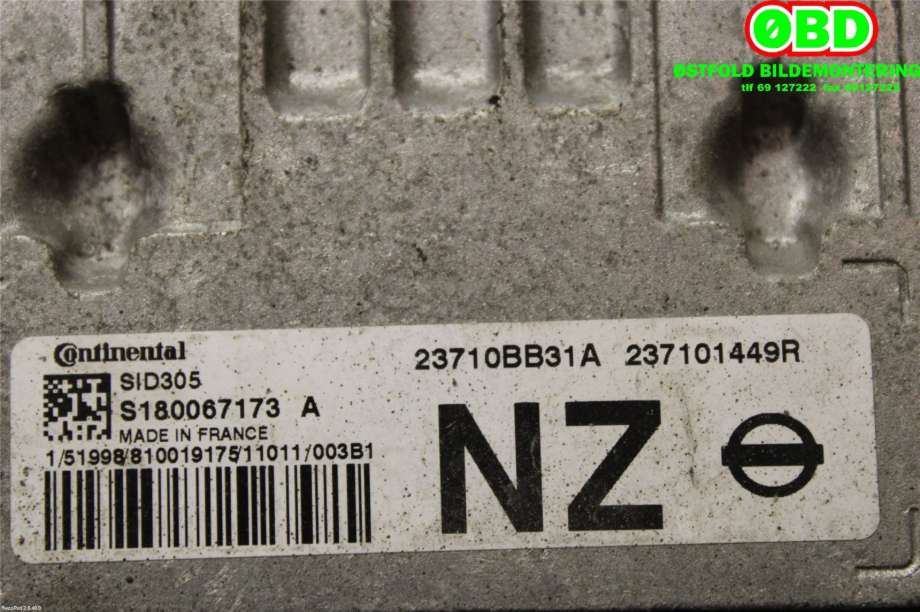 Styreenhet motor til Nissan Qashqai 2010-2014 (Type I, Fase 2)  (NISSAN||23710BB31A)