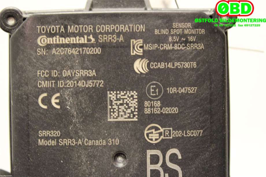 Sensor radar til Toyota Corolla 2019-->> (TOYOTA COROLLA|8816202020|)
