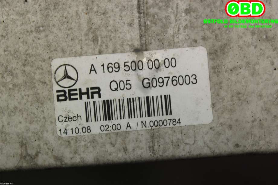 Intercooler til Mercedes B-Klasse 2008-2011 (Fase 2) (W245) (W245) (MERCEDES|A 169 500 00 00|A 169 500 09 00|1695000000)