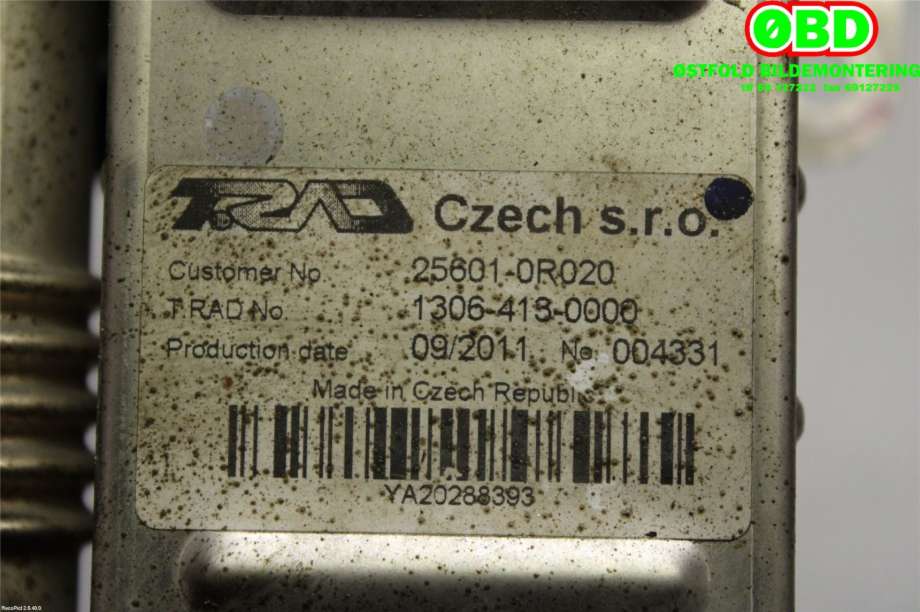 EGR-kjøler til Toyota Avensis 2009-2015 (Type III, Fase 1)  (TOYOTA|256010R020|)