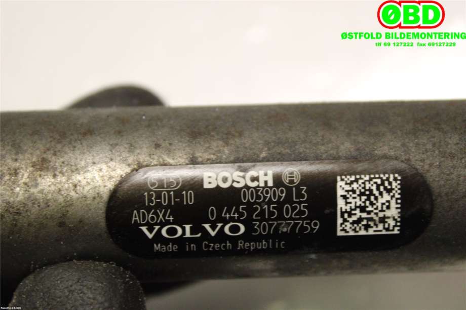 Dyseskinne (fuelrail) til Volvo V60 2010-2013 (Type I, Fase 1)  (VOLVO|30777759|0445215025)