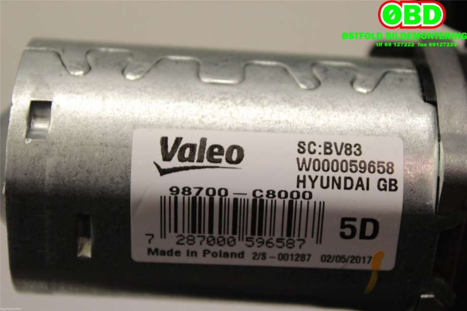 Viskermotor bakrute til Hyundai i20 2015-2020 (Type II)  (HYUNDAI|98700C8000|W000059658)