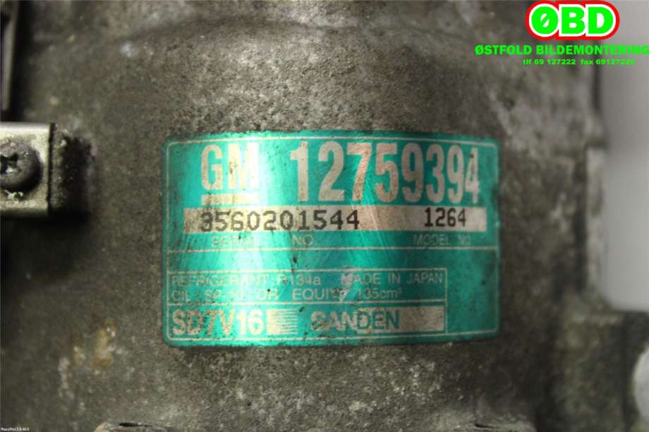 Aircondition kompressor til Saab 9-3 2003-2007 (Type II, Fase 1)  (SAAB||12759394)