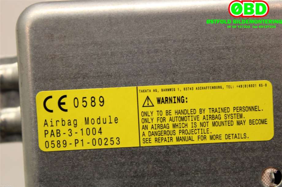 Airbag passasjer til Toyota Auris 2015-2019 (Type II, Fase 2)  (TOYOTA|7396002130|)