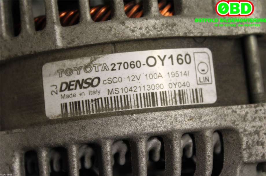 Dynamo til Toyota Auris 2015-2019 (Type II, Fase 2)  (TOYOTA|270600Y160|)