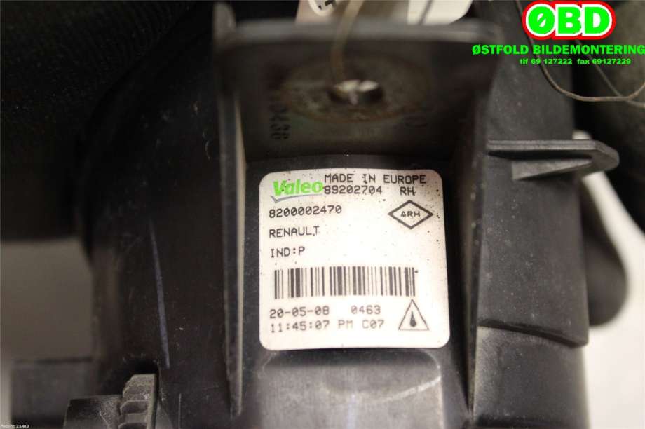 Tåkelykt høyre foran til Renault Clio 2006-2009 (Type III, Fase 1)  (RENAULT|8200002470|)