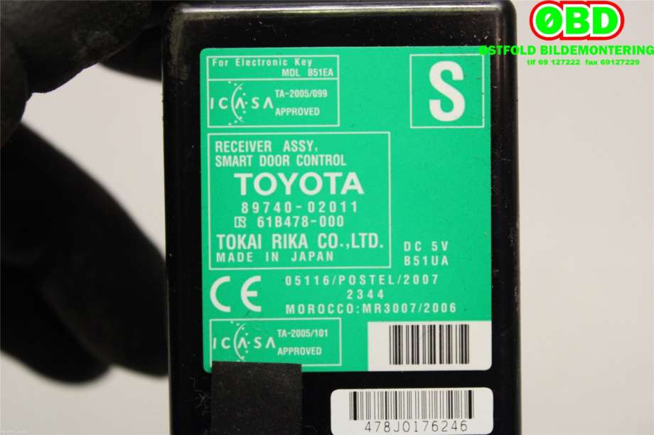 Styreenhet dør venstre foran til Toyota Auris 2010-2012 (Type I, Fase 2)  (TOYOTA|8974002011|)