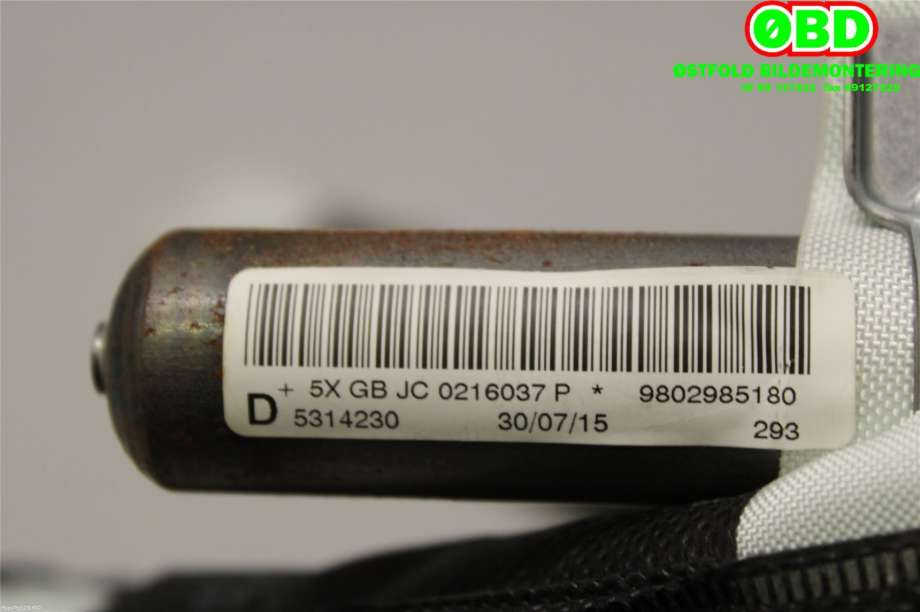Airbag gardin høyre til Peugeot 508 2014-2018 (Type I, Fase 2)  (PEUGEOT|9802985180|)