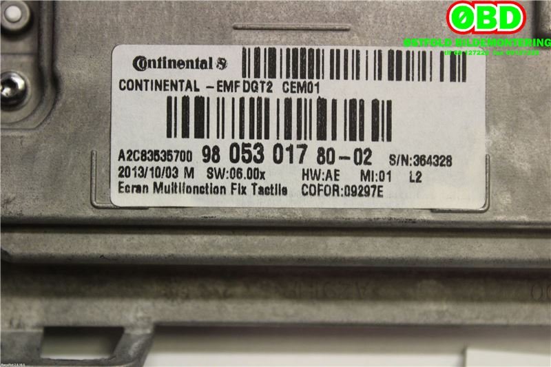 Instrument kjørecomputer til Peugeot 2008 2013-2019 (Type I)  (PEUGEOT|9805301780|9812862880)