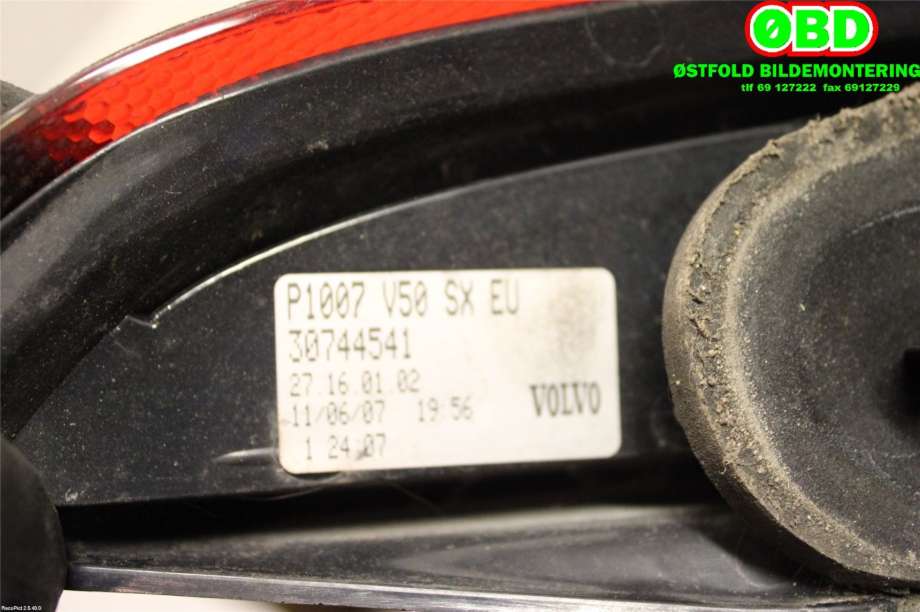Baklykt venstre til Volvo V50 2007-2012 (Fase 2)  (VOLVO|30763511||30744541)