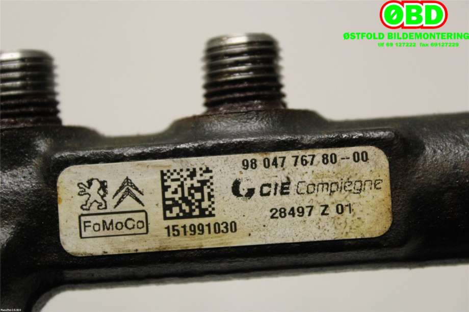 Dyseskinne (fuelrail) til Peugeot 508 2014-2018 (Type I, Fase 2)  (PEUGEOT|9804776780|)