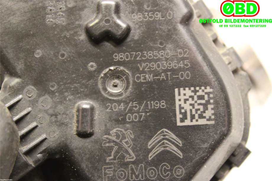 Spjeldhus til Peugeot 508 2014-2018 (Type I, Fase 2)  (PEUGEOT|98 303 011 80||9807238580)