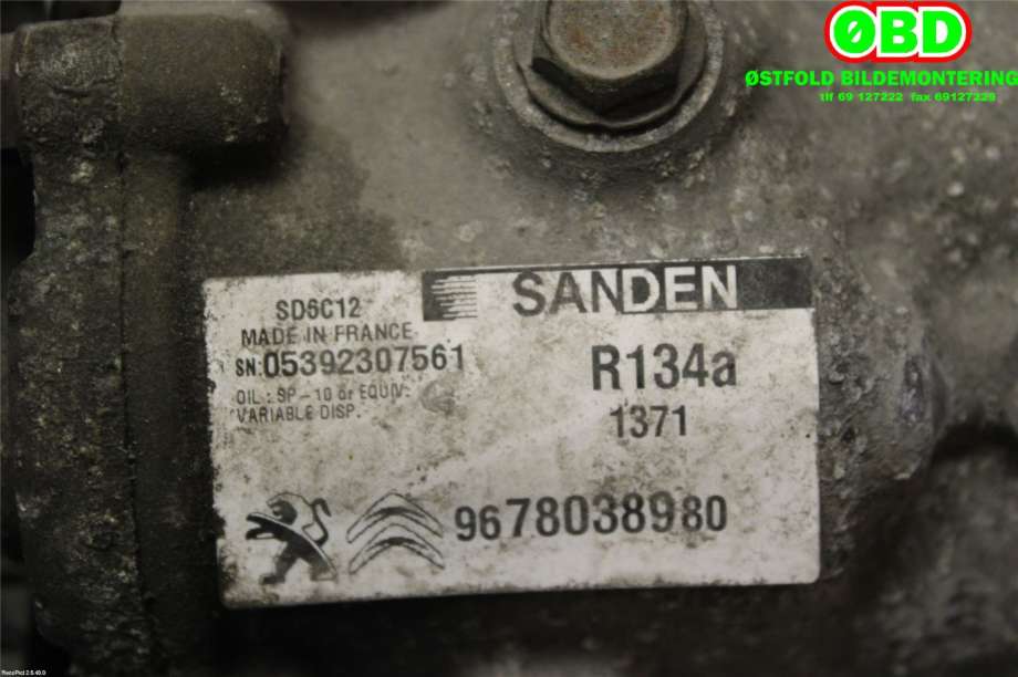 Aircondition kompressor til Peugeot 508 2014-2018 (Type I, Fase 2)  (PEUGEOT|9678038980|9824284580)