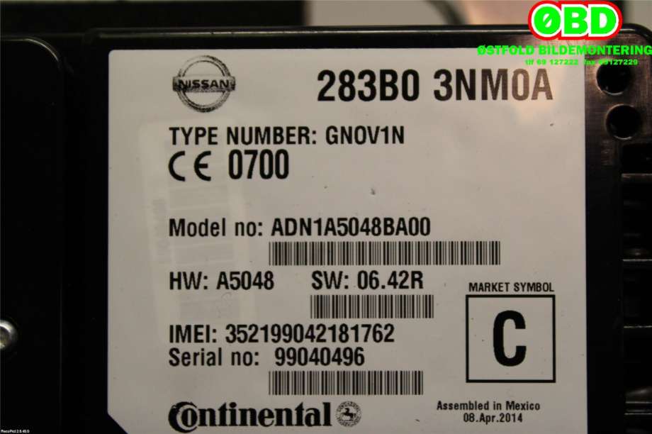 Styreenhet diverse til Nissan Leaf 2011-2017 (Type I)  (NISSAN|283B03NM0A|)