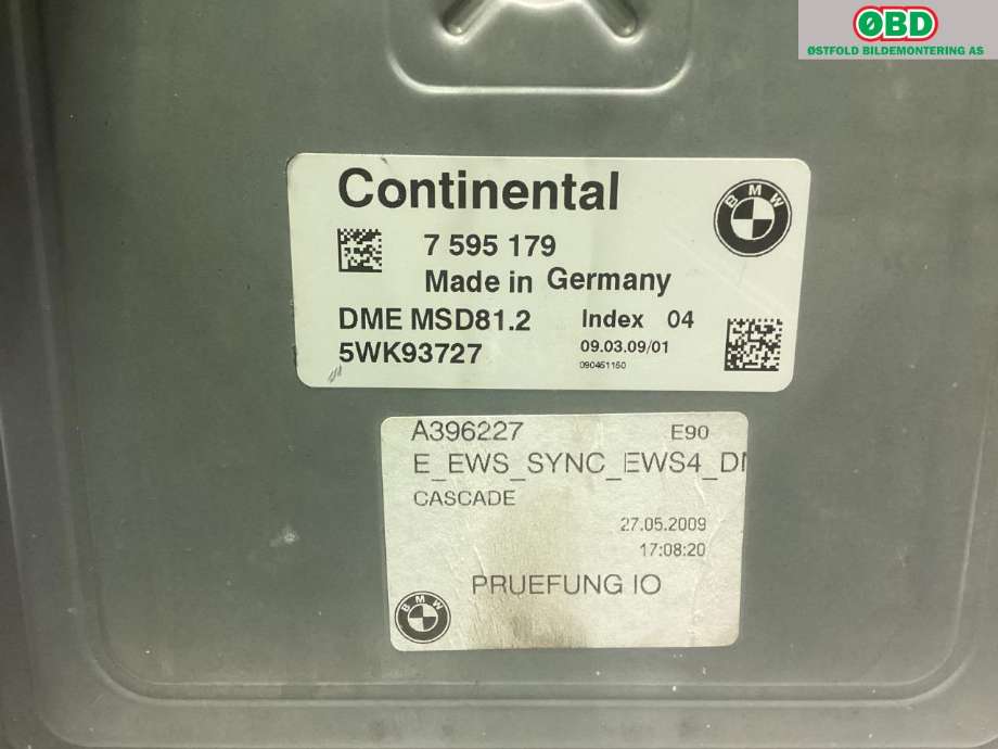 Styreenhet motor til BMW 3-Serie 2005-2011 (E90/E91/E92/E93) (E90/E91/E92/E93) (BMW|12 14 7 640 015||7595179)