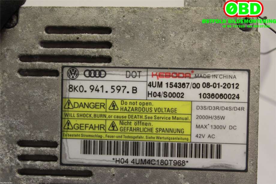 Styreenhet xenon/ballast til VW Passat 2011-2015 (B7) (B7) (8K0 941 597 B||8K0941597B)
