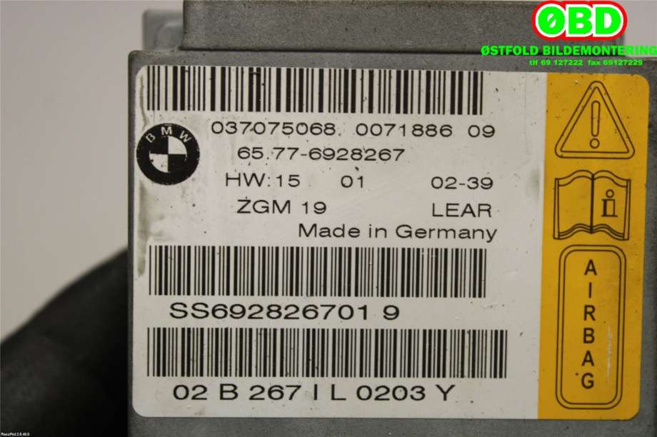 Airbag elektronikk til BMW 7-Serie 2000-2008 (E65/E66/E67/E88) (E65/E66/E67/E88) (BMW||65776928267)