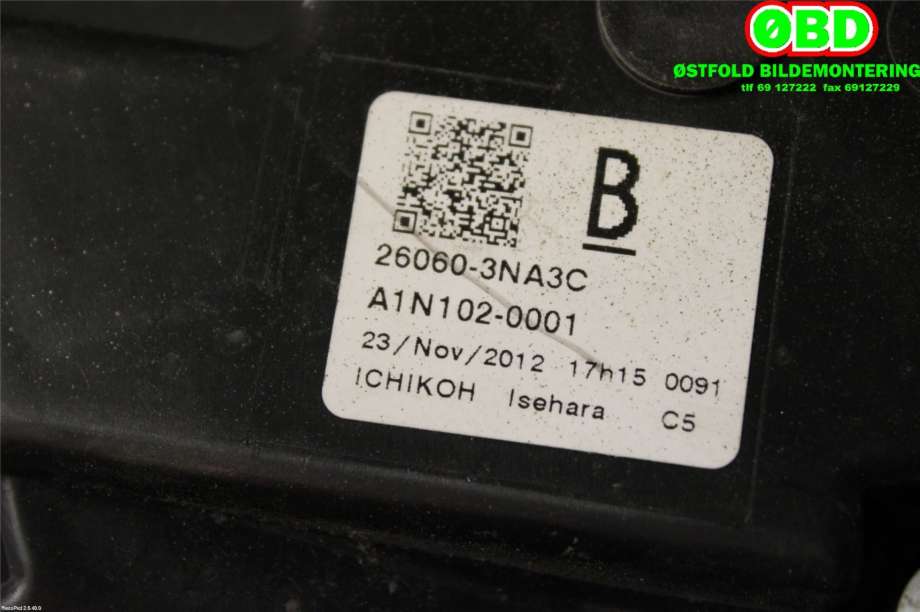 Frontlykt venstre halogen til Nissan Leaf 2011-2017 (Type I) (NISSAN|260603NA3C|)