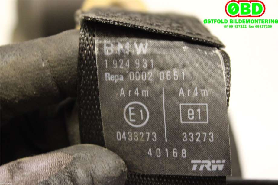 Sikkerhetsbelte bak høyre til BMW 3-Serie 1983-1993 (E30) (E30) (BMW||1924931)