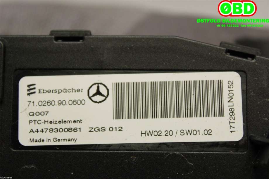 Varmeapparat register til Mercedes Vito 2014-->> (W447) (W447) (MERCEDES|A 447 830 08 61||4478300861)