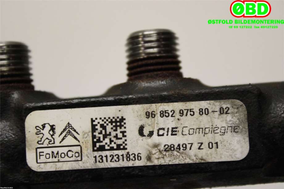Dyseskinne (fuelrail) til Citroën Berlingo 2008-2015 (Type II, Fase 1)  (CITROEN|1570 Q4||9685297580)