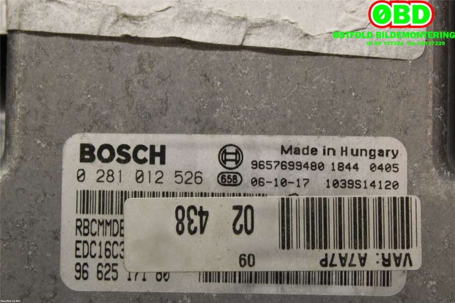 Styreenhet motor til Peugeot 207 2006-2012  (PEUGEOT|1943H9|0281012526|)