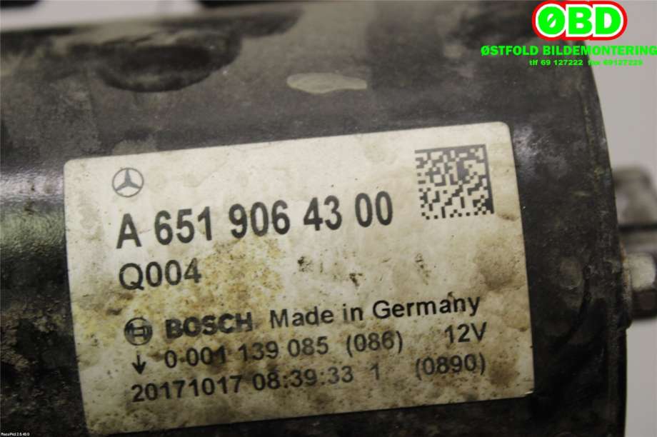 Starter diesel til Mercedes Vito 2014-->> (W447) (W447) (MERCEDES|A 651 906 43 00|A 651 906 28 00|6519064300)