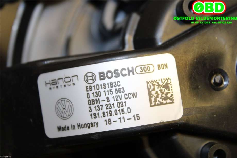 Varmeapparat motor til VW E-Up 2013-2019  (VOLKSWAGEN|1S1 819 015 D||1S1819015D)