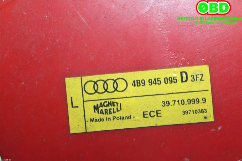 Baklykt venstre til Audi A6 2001-2004 (Type II, Fase 2) (C5) (C5) (AUDI|4B9 945 095 D||4B9945095D)