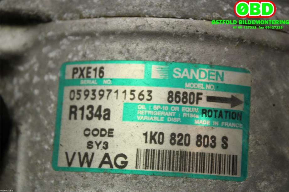 Aircondition kompressor til VW Passat 2005-2010 (B6) (B6) (VOLKSWAGEN|1K0 820 859 F|1K0 820 808 FX|1K0820803S)