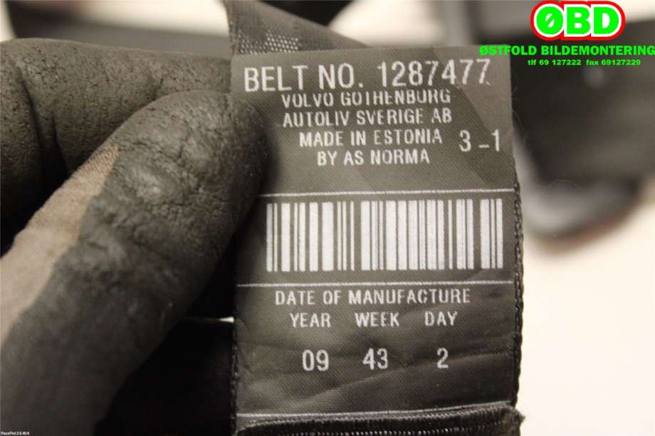 Airbag beltestrammer til Volvo C30 2006-2009 (Fase 1) (VOLVO|31320501||1287477)