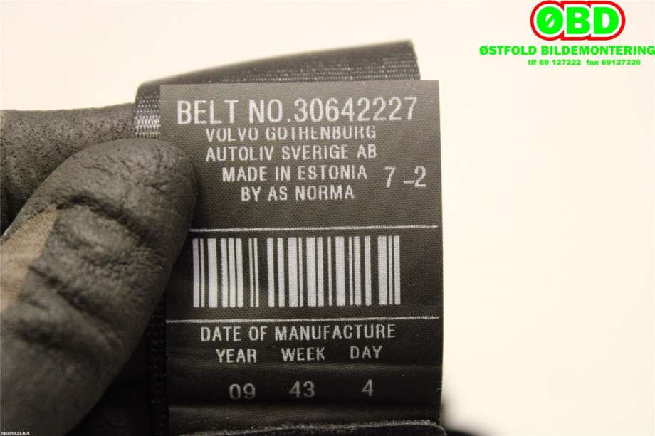 Airbag beltestrammer til Volvo C30 2006-2009 (Fase 1)  (VOLVO|30642227|)
