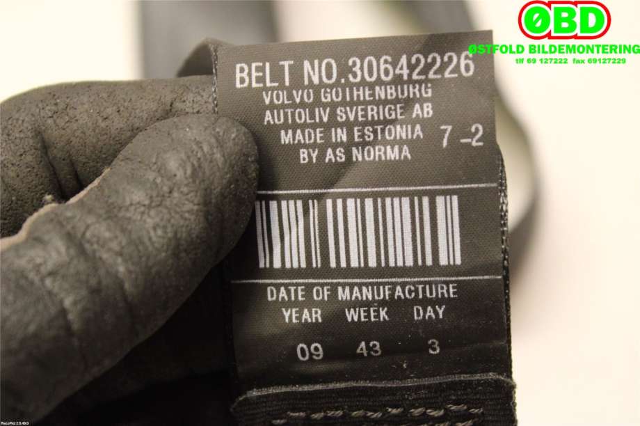 Airbag beltestrammer til Volvo C30 2006-2009 (Fase 1)  (VOLVO|30642226|)