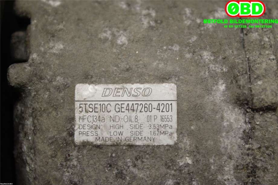 Aircondition kompressor til Toyota Yaris 2012-2014 (Type III, Fase 1)  (TOYOTA|883100D420|4472604201|)