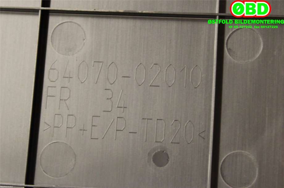 Bagasjerom teppe/gulvplate til Toyota Auris 2015-2019 (Type II, Fase 2)  (TOYOTA|6407002010|)