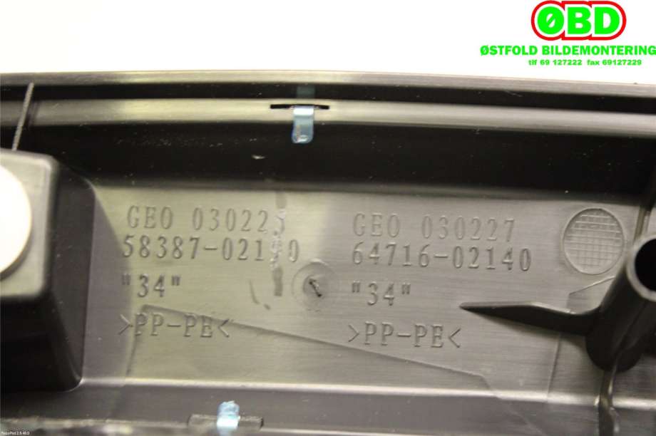 Bagasjerom teppe/gulvplate til Toyota Auris 2015-2019 (Type II, Fase 2)  (TOYOTA|5838702190C1||5838702190)