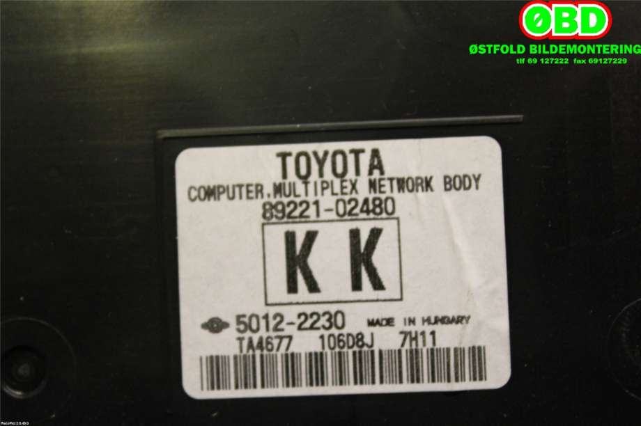 Styreenhet diverse til Toyota Auris 2015-2019 (Type II, Fase 2)  (TOYOTA|8273012X81||8922002620)
