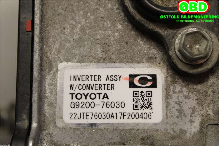 Inverter elbil til Toyota Auris 2015-2019 (Type II, Fase 2)  (TOYOTA|G920079025|G920076030)