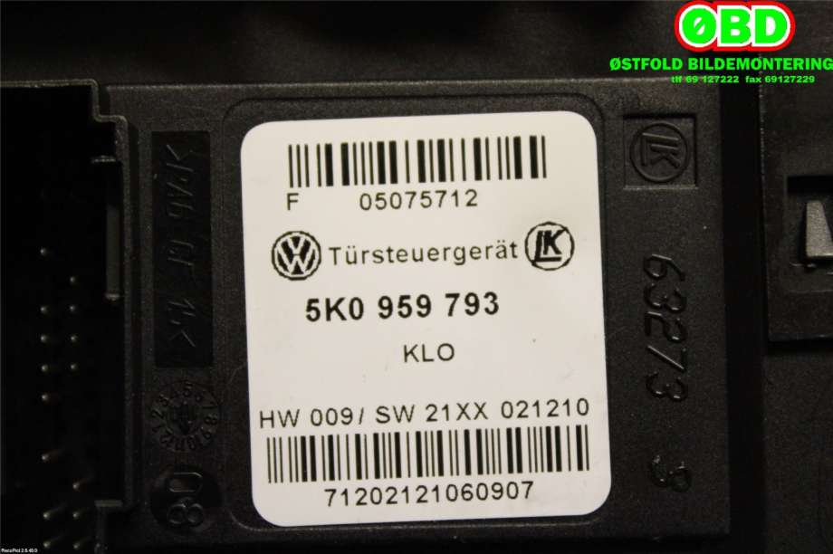 Ruteheis venstre foran til VW Touran 2010-2015 (Type I, Fase 3)  (VOLKSWAGEN|1T0 959 701 AF||1T0959701T)