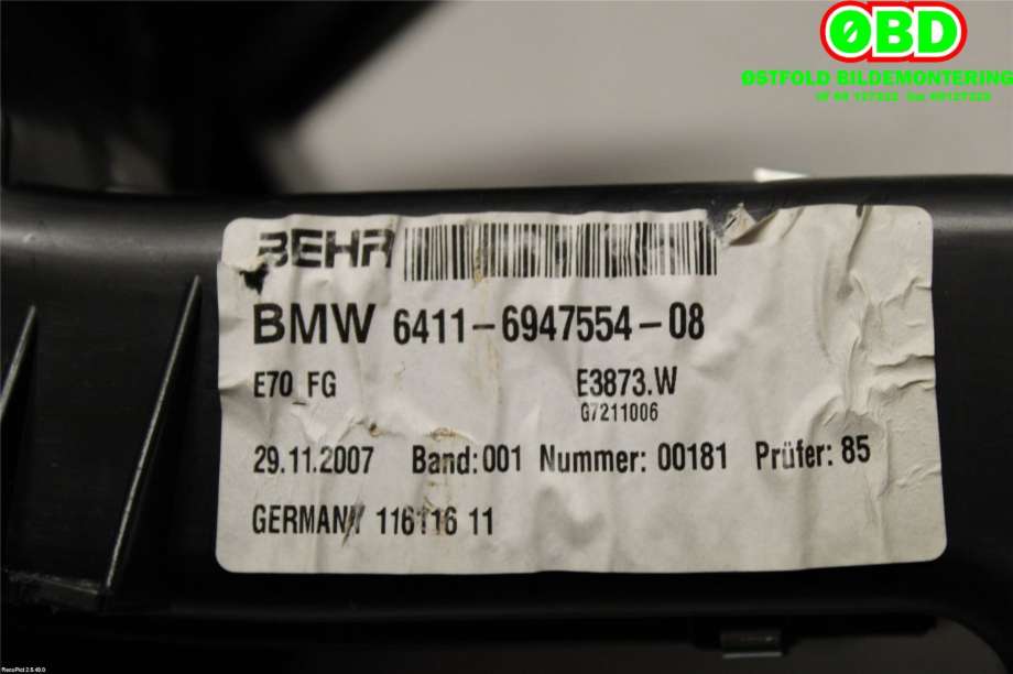 Varmeapparat motor til BMW X5 2007-2013 (E70) (E70) (BMW|64116977947||64116947554)