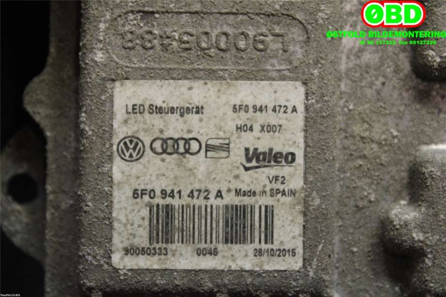 Styreenhet xenon/ballast til VW e-Golf 2014-2017 (Fase 1)  (VOLKSWAGEN|5F0 941 472 A||5F0941472A)
