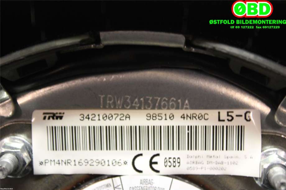 Airbag rattpute til Nissan Leaf 2011-2017 (Type I)  (NISSAN|985104NR0C|)