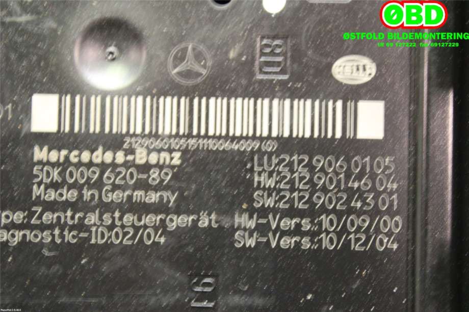 Sikringsboks til Mercedes E-Klasse 2009-2013 (Fase 1) (W212) (W212) (MERCEDES-BENZ E 350|A 212 900 50 01||2129060105)