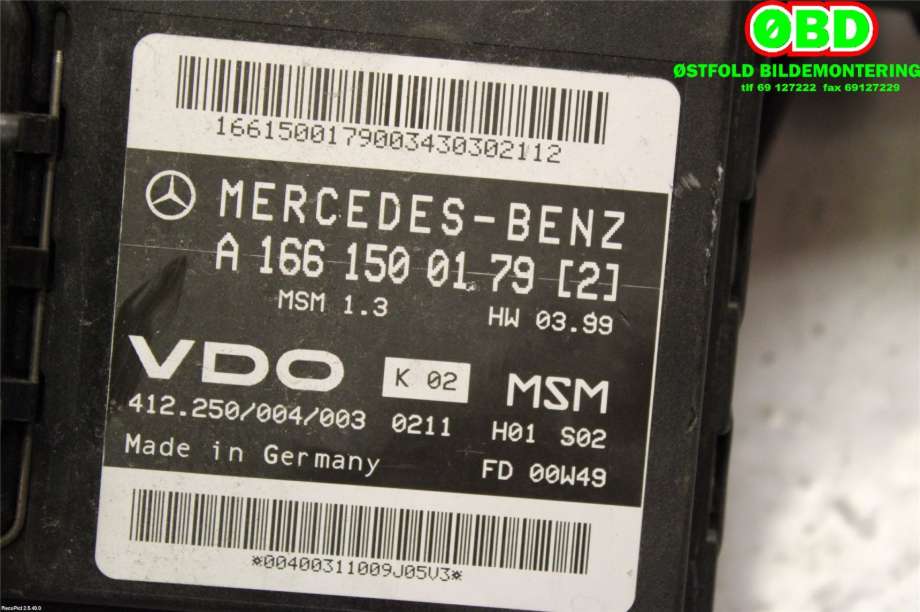 Styreenhet motor til Mercedes A-Klasse 1998-2004 (W168) (W168) (MERCEDES||1661500179)