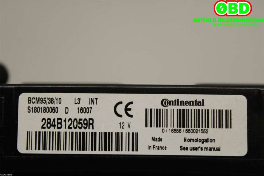 Styreenhet diverse til Renault Zoe 2013-2019 (Fase 1)  (RENAULT|284B12059R|)